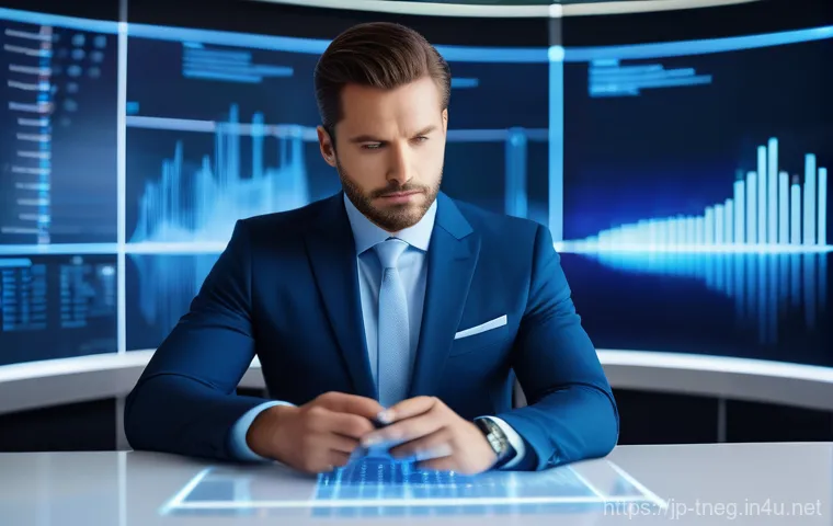 무역협상에서 사용하는 협상 도구와 소프트웨어 - **AI-Powered Negotiation Strategy Session:** A confident, well-dressed business executive (male, mid...