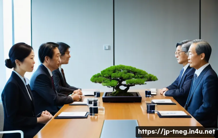 무역협상 중 협상 테이블 구성의 중요성 - A formal international trade negotiation scene set in a modern conference room with a long rectangul...