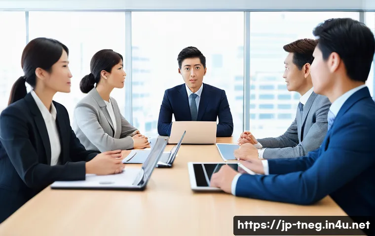 무역협상 관련 최신 세미나 및 교육 프로그램 소개 - A modern business negotiation scene featuring a diverse group of Japanese and Western professionals ...